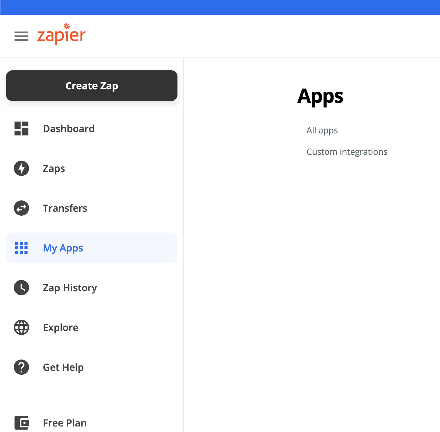 Screenshot of Zapier 'My Apps' page